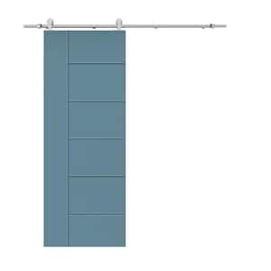 Modern Classic 18 in. x 80 in. Dignity Blue Stained Composite MDF Paneled Sliding Barn Door with Hardware Kit