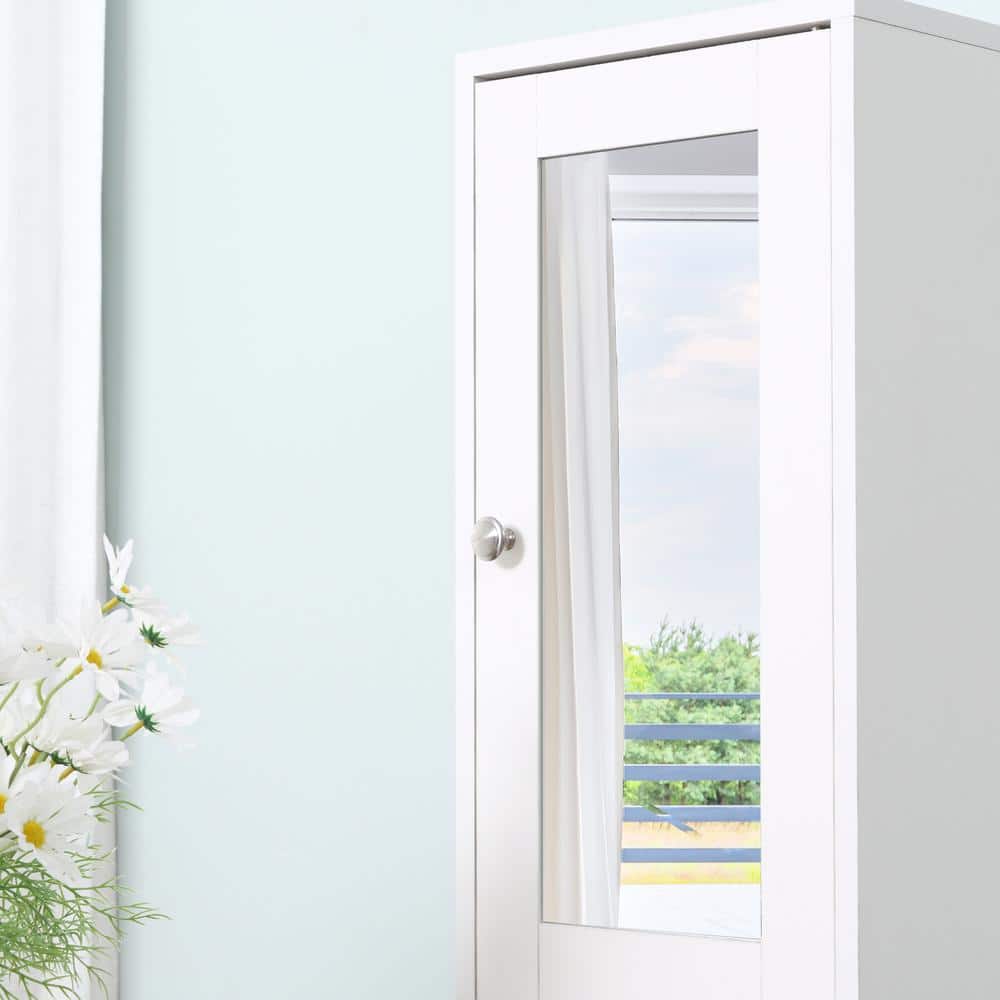 White Tall Minimalist Storage Cabinet with Adjustable Shelving