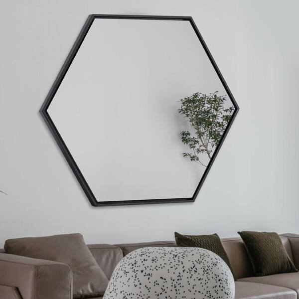 Dovelina Medium Irregular Black Hooks Contemporary Mirror (24 in. H x 20.5 in. W)