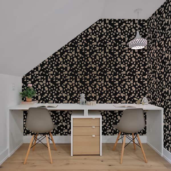 Metallic Soiree Black Mod Geo Vinyl Peel and Stick Wallpaper Roll (Covers 28 sq. ft.)