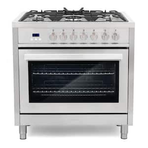 Bravo KITCHEN 36 in. 5 Burner Dual Fuel Range with Gas Stove and Electric  Oven and True Convection Bake Function in Stainless Steel BV361RD - The  Home Depot