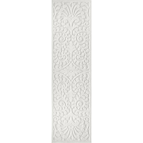 Bluebonnets Off-White 2 ft. x 8 ft. Indoor/Outdoor Runner Rug