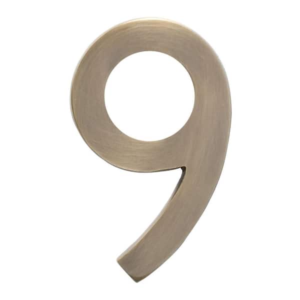 Architectural Mailboxes 4 in. Antique Brass Floating House Number 9