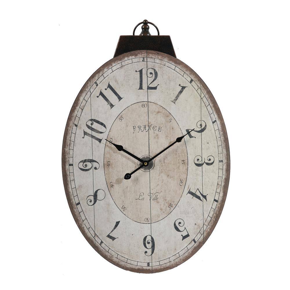 18 in. x 29 in. Ivory Vintage-Styled Oval Wall Clock Traditional Vintage Home Decor Accent Clock price history on PriceWatchPro