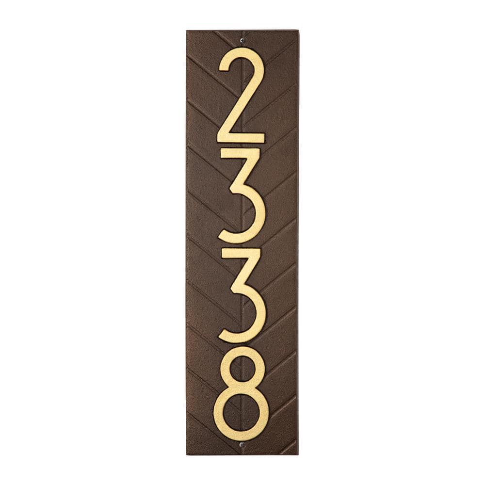 Aged Bronze and Gold Metal Vertical Wall Plaque