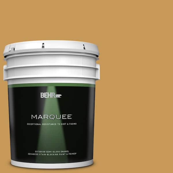 BEHR MARQUEE 5 gal. #PMD-104 Amber Glass Semi-Gloss Enamel Exterior Paint & Primer