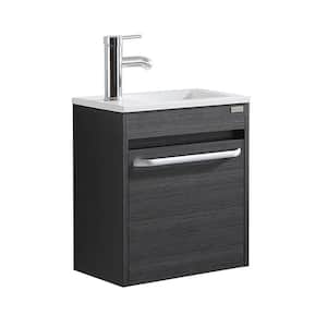 15.75 in. W x 9.65 in. D x 17.72 in. H Wall-Mounted Bathroom Vanity Set in Black with White Resin Basin and Top