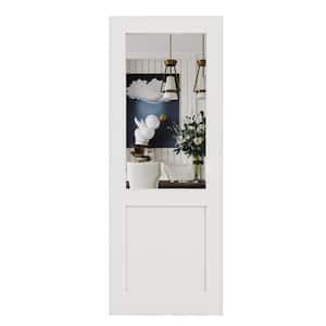 32 in. x 80 in. Solid Core Half Lite Mirrored Glass White Primed MDF Wood Interior Door Slab