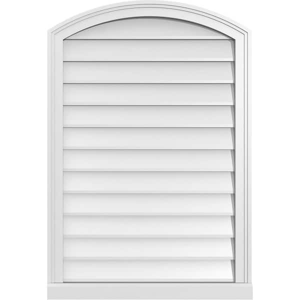 Ekena Millwork 26 in. x 38 in. Arch Top Surface Mount PVC Gable Vent: Functional with Brickmould Sill Frame