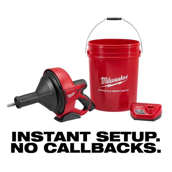 Milwaukee - M12 12V Lithium-Ion Cordless Auger Snake Drain Cleaning Kit M12 with 2.0Ah Battery