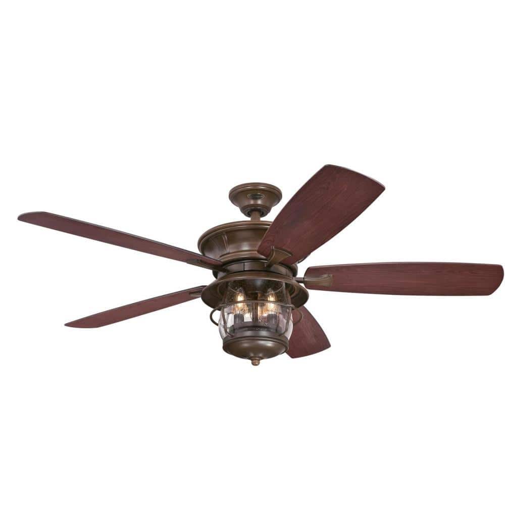 Aged Walnut 52" Indoor/Outdoor Ceiling Fan with Light