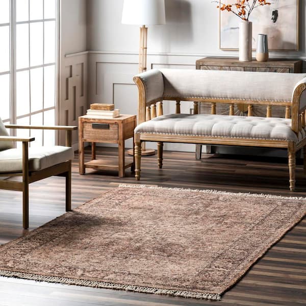 Lennox Persian Medallion Tassel Brown 8 ft. x 10 ft. Area Rug