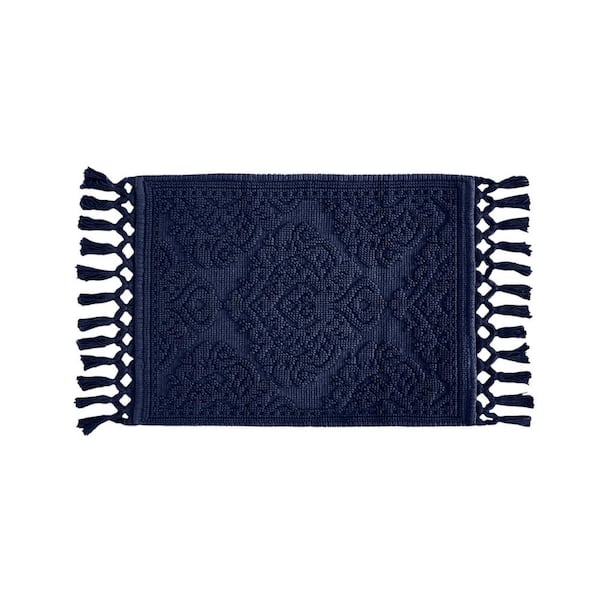 Ricardo Cotton Fringe 27 in. x 52 in. Bath Rug in Indigo