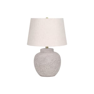 22 in. Cream Modern Integrated LED Bedside Table Lamp with Cream Linen Shade