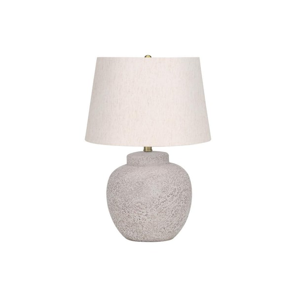 HomeRoots 22 in. Cream Modern Integrated LED Bedside Table Lamp with Cream Linen Shade