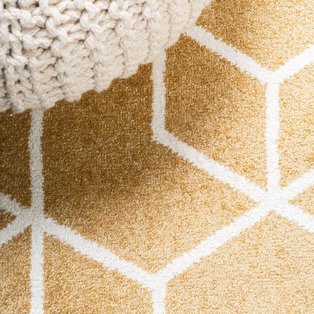 Gold and White Geometric Flat Woven Reversible Rug