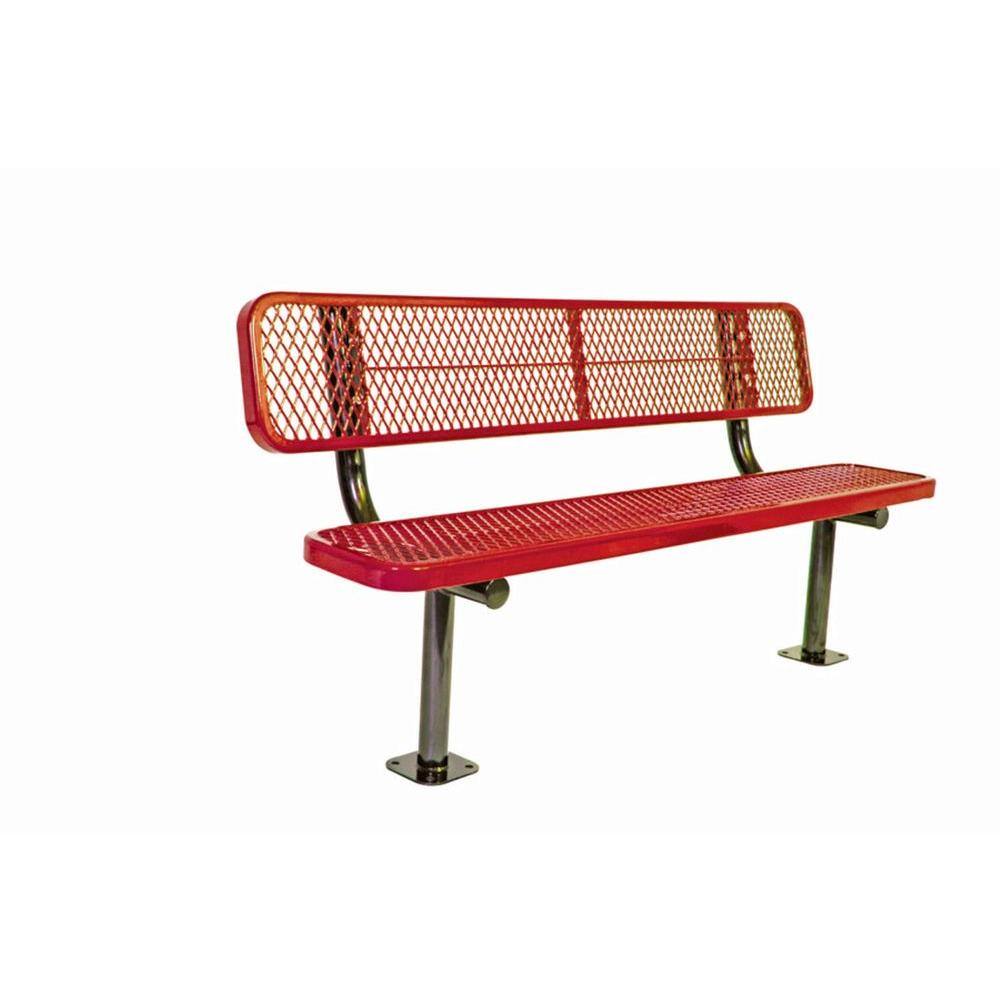 6 ft. Diamond Red Commercial Park Bench with Back Surface Mount price history on PriceWatchPro