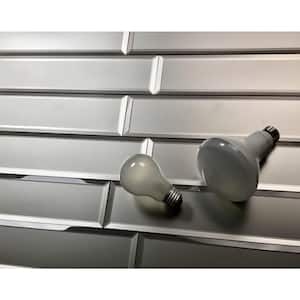 Frosted Elegance Matte Gray Beveled Subway 3 in. x 12 in. Glass Decorative Wall Tile (14 sq. ft./Case)