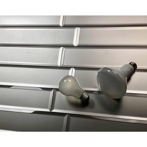 Frosted Elegance Matte Gray Beveled Subway 3 in. x 12 in. Glass Decorative Wall Tile  (14 sq. ft.)