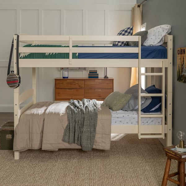 Welwick Designs White Traditional Solid Wood Twin Bunk Bed Hd9793 The