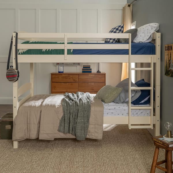 Welwick Designs White Traditional Solid Wood Twin Bunk Bed Hd9793 The Home Depot