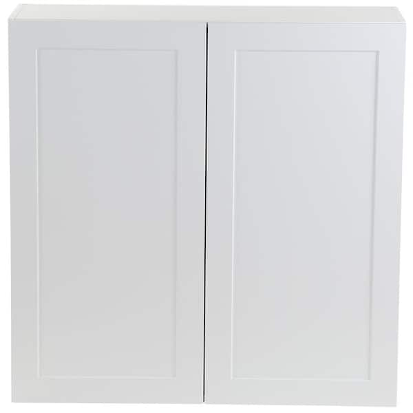 Hampton Bay Cambridge White Shaker Assembled Wall Kitchen Cabinet with 2 Soft Close Doors (36 in. W x 12.5 in D x 36 in. H)