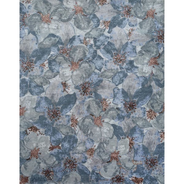 8 ft. x 10 ft. Blue Abstract Hand Knotted Area Rug