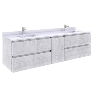 Formosa 70 in. W x 20 in. D x 19.5 in. H Modern Double Wall Hung Bath Vanity Cabinet Only in Rustic White without Top
