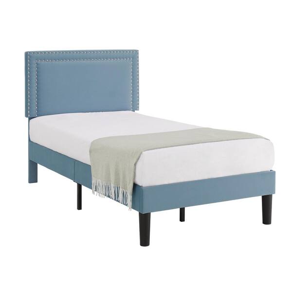VECELO Upholstered Bed with Adjustable Headboard, No Box