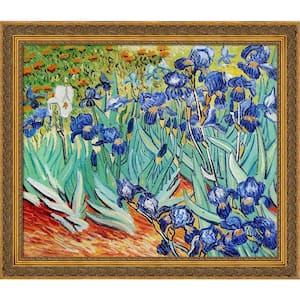 Irises with Baroque Antique Gold Frame by Vincent Van Gogh Framed Art Print Wall Art 24 in. x 28 in.