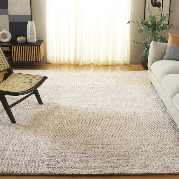 Natural Fiber 8 ft. x 10 ft. Bleach/Ivory Woven Solid Geometric Area Rug
