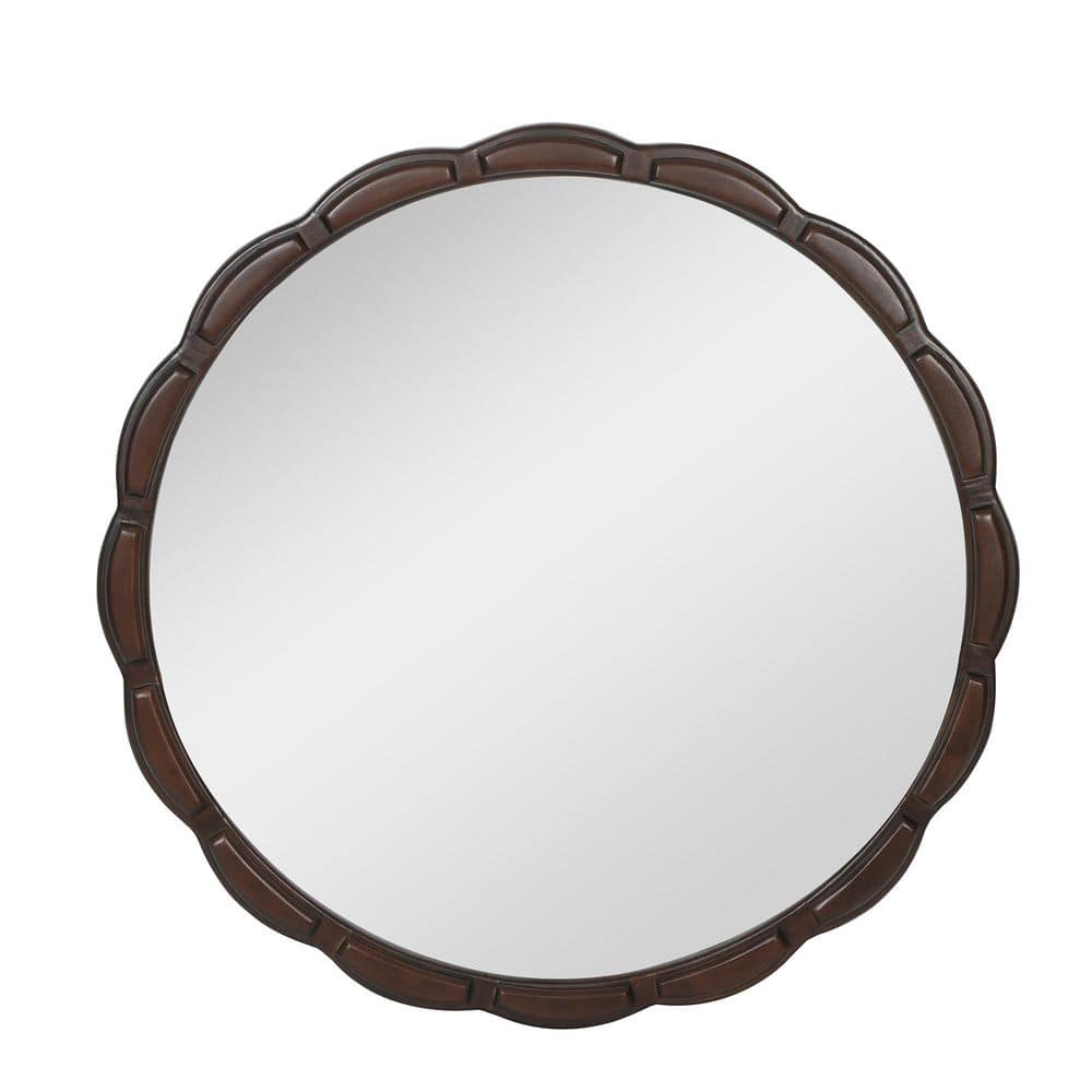 31.5 in. W x 31.5 in. H Round Wood Wall Mirror,Farmhouse Rustic Wall Decorative Mirrors,Wooden Circle Boho Accent Mirror price history on PriceWatchPro
