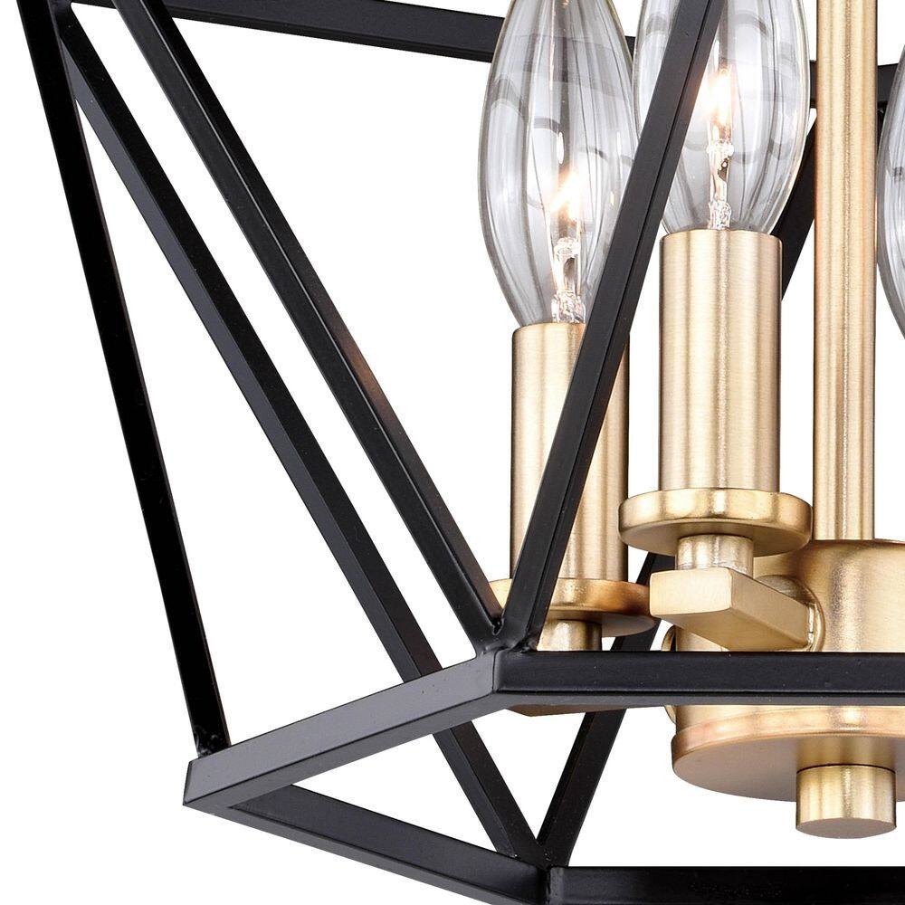 Turin Noble Bronze and Natural Brass Geometric Cage Semi-Flush Mount Light
