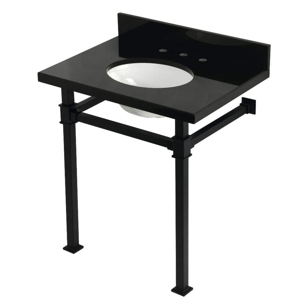 Monarch 30 in. x 22 in. Console Sink Combo in Black Granite/Matte Black with Legs price history on PriceWatchPro