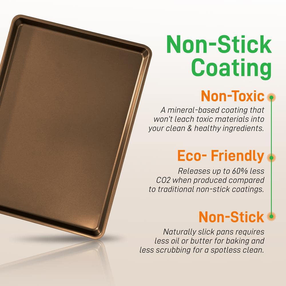 Gold Non-Stick Carbon Steel 3-Piece Cookie Sheet Set