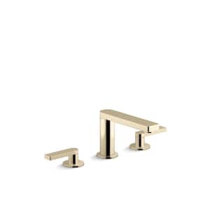 Composed Widespread Double Handle 1.2 GPM Bathroom Sink Faucet with Lever Handles in Vibrant French Gold
