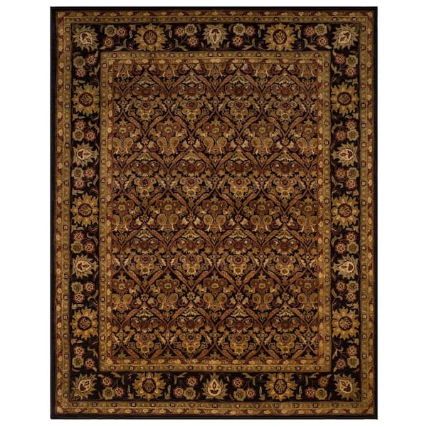Antiquity 10 ft. x 14 ft. Dark Plum/Gold Border Floral Geometric Area Rug