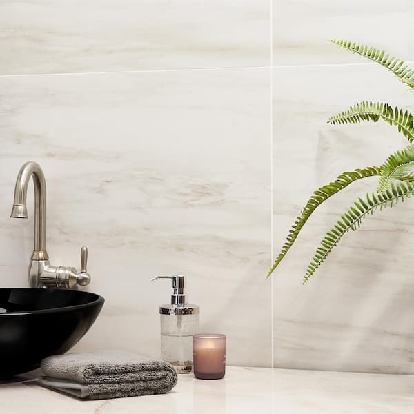 Saroshi Dolomite Snow 23.62 in. x 23.62 in. Matte Marble Look Porcelain Floor and Wall Tile (15.5 sq. ft./Case)