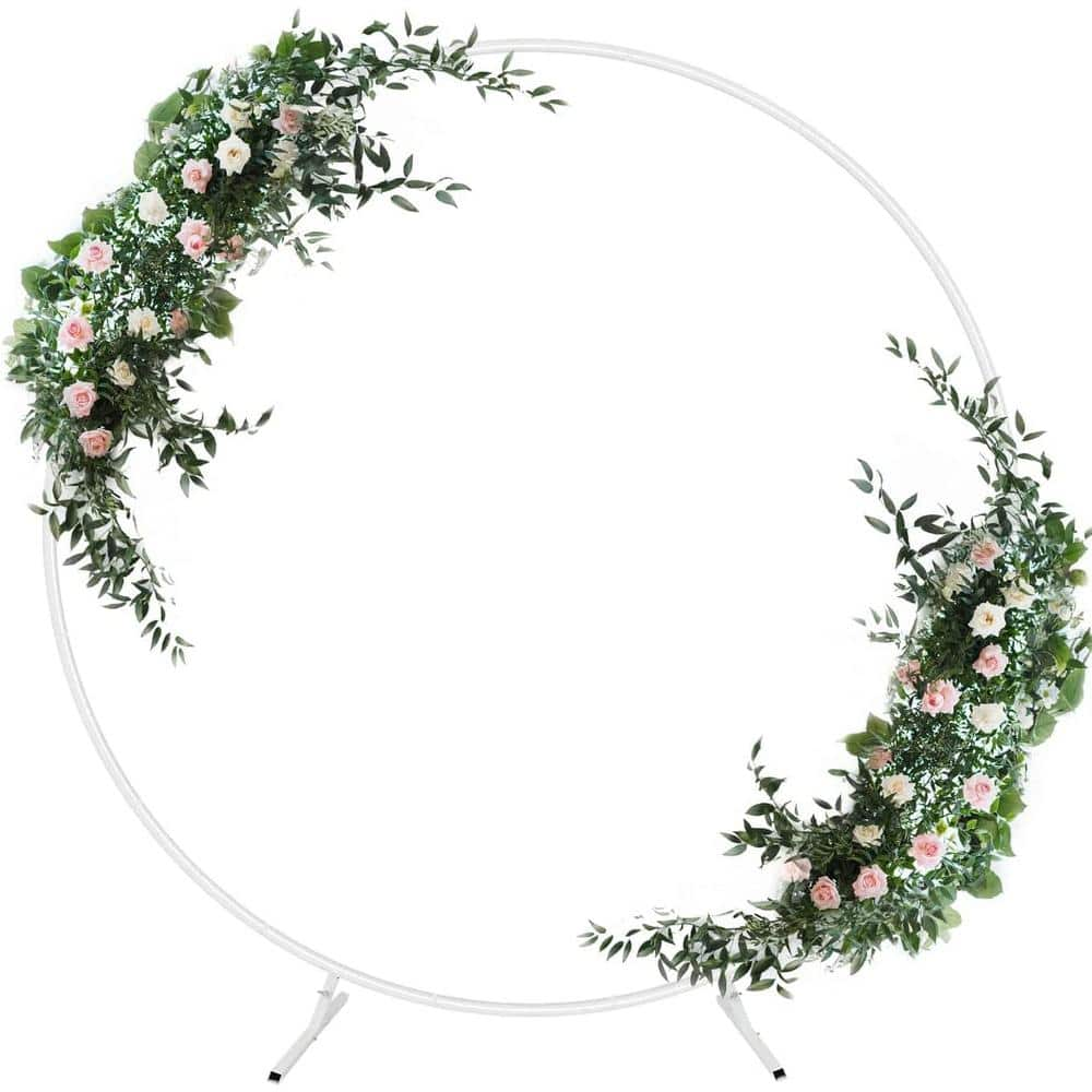 Oumilen 78.74 in. x 78.74 in. Metal Arbor Round Backdrop Stand Circle ...