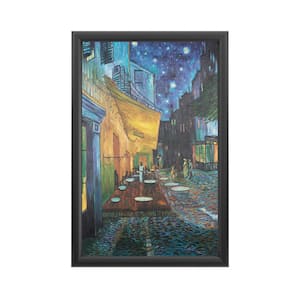 "Cafe Terrace" by Vincent van Gogh Framed with LED Light floral Wall Art 24 in. x 16 in.