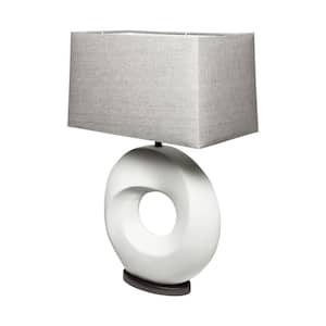 Charlie 26.75 in. Black Integrated LED No Design Interior Lighting for Living Room with White Ceramic Shade