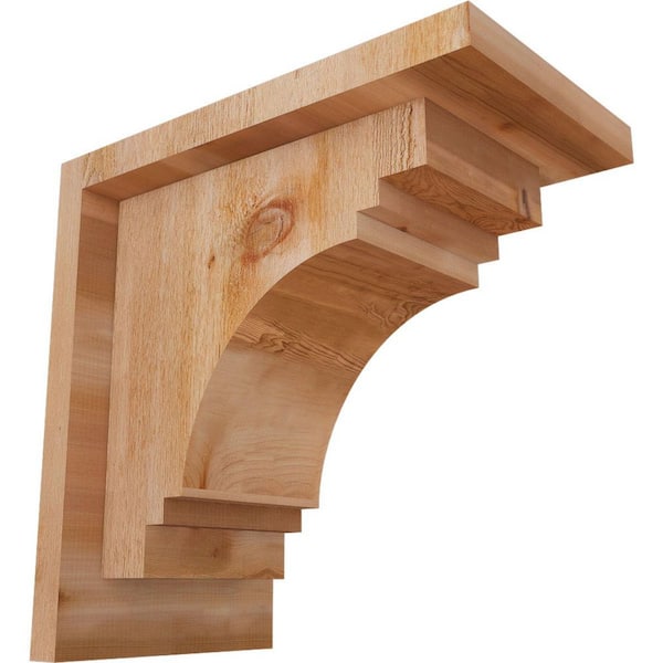 Ekena Millwork 6 in. x 10 in. x 10 in. Western Red Cedar Pescadero Rough Sawn Corbel with Backplate