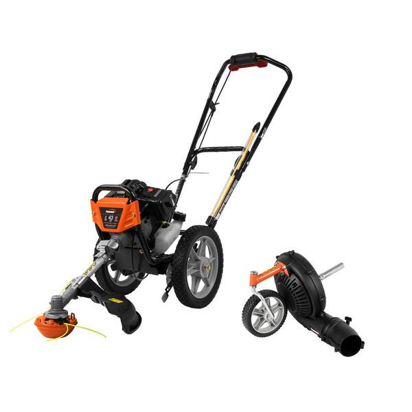 Powermate 43cc Wheeled String Trimmer Mower with Blower Attachment Combo Kit