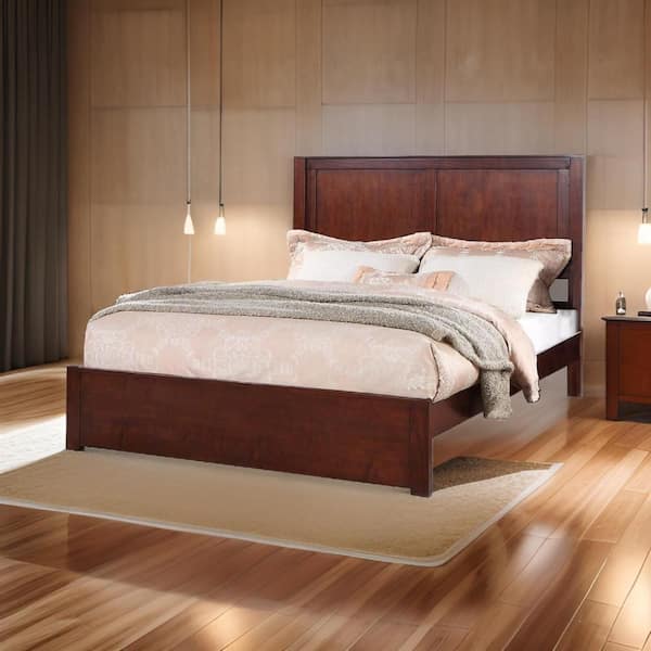 Kali Cherry Brown Wood Frame King Size Platform Bed