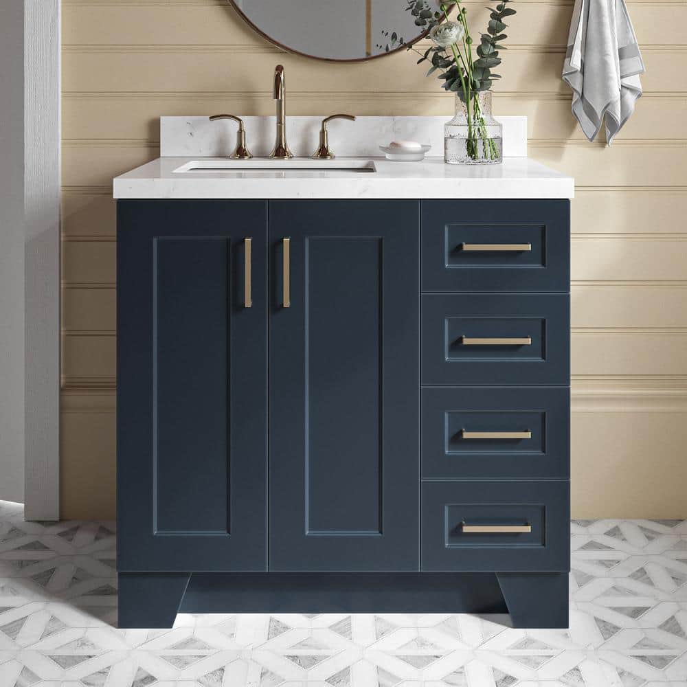 Taylor 36 in. Single Sink Freestanding Bathroom Vanity in Midnight Blue with Carrara White Quartz Top price history on PriceWatchPro