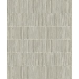 Boutique Collection Beige Shimmery Geometric Bamboo Stripe Non-Pasted Paper on Non-Woven Wallpaper Roll