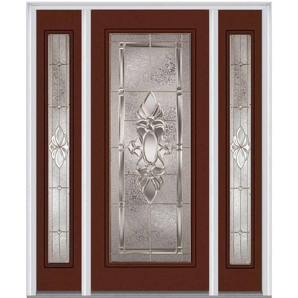 MMI Door 60 in. x 80 in. Heirloom Master Left-Hand Full Lite Decorative Painted Fiberglass Smooth Prehung Front Door w/ Sidelites
