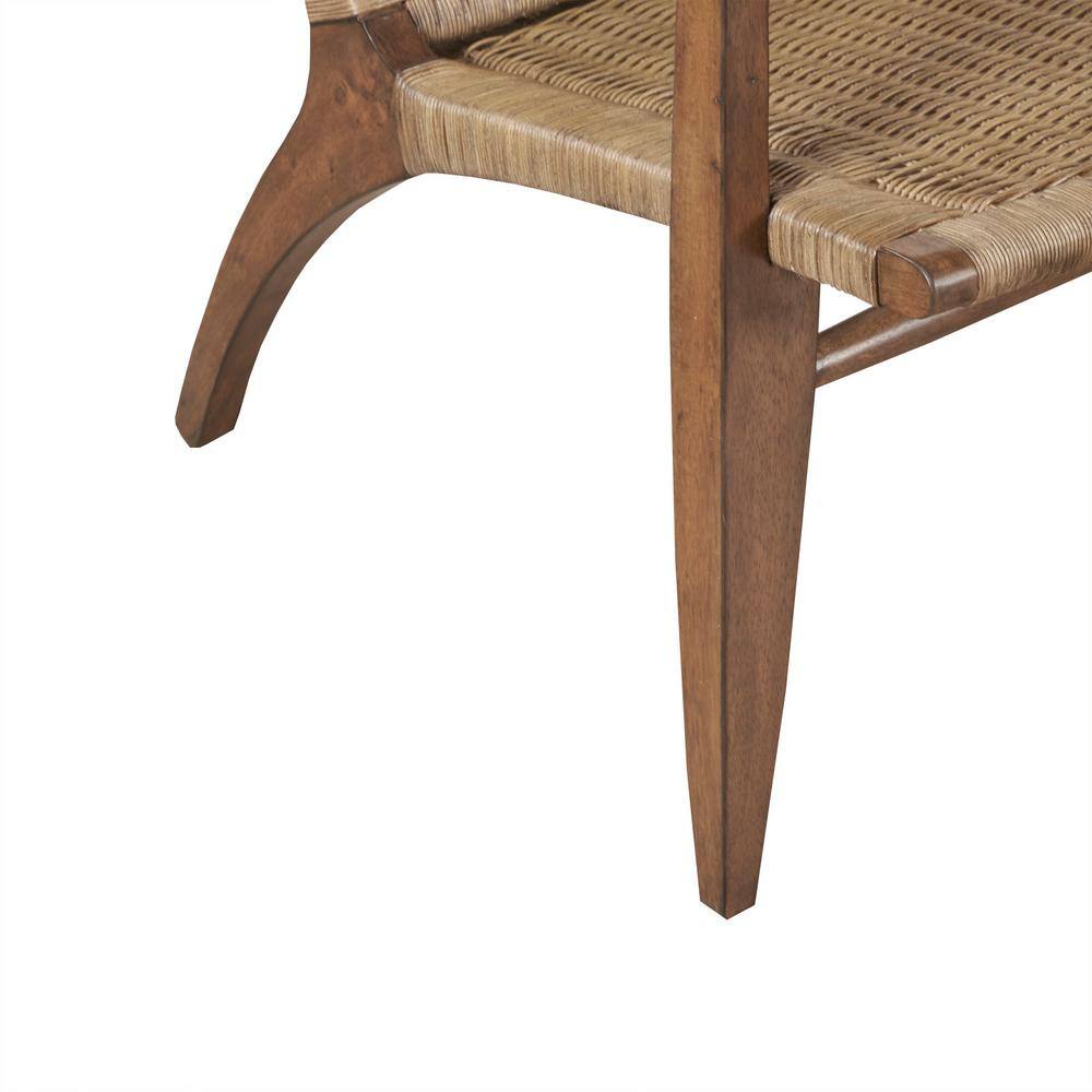 Natural Mahogany and Rattan Accent Chair with Microfiber Seat