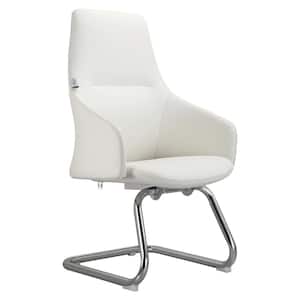 Celeste Modern Leather Conference Office Chair with Upholstered Seat and Armrest (White)