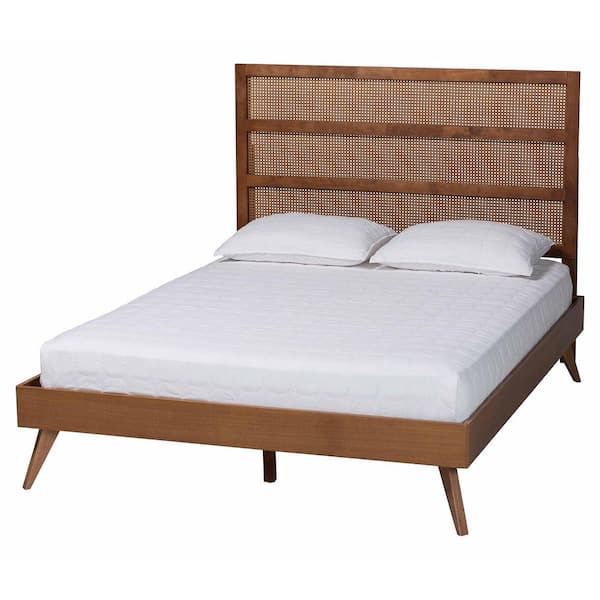 Baxton Studio Fuller Walnut Brown Wood Frame Queen Platform Bed